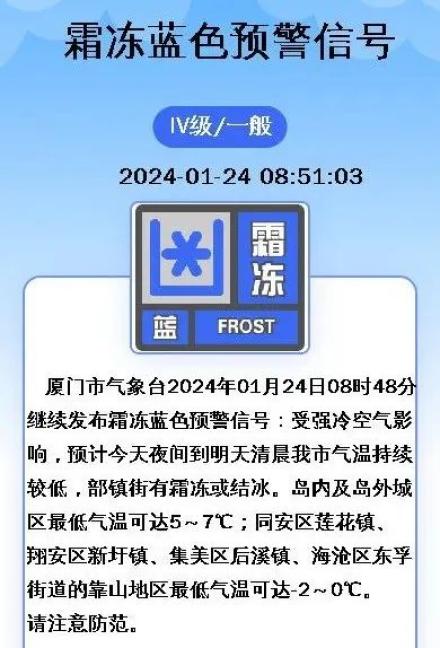 山西省发布霜冻蓝色预警